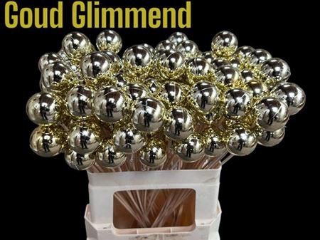 Kerstbal Op Stok Goud Glimmend