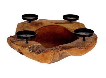 Candleholder 4 Teak Erosi H13d40
